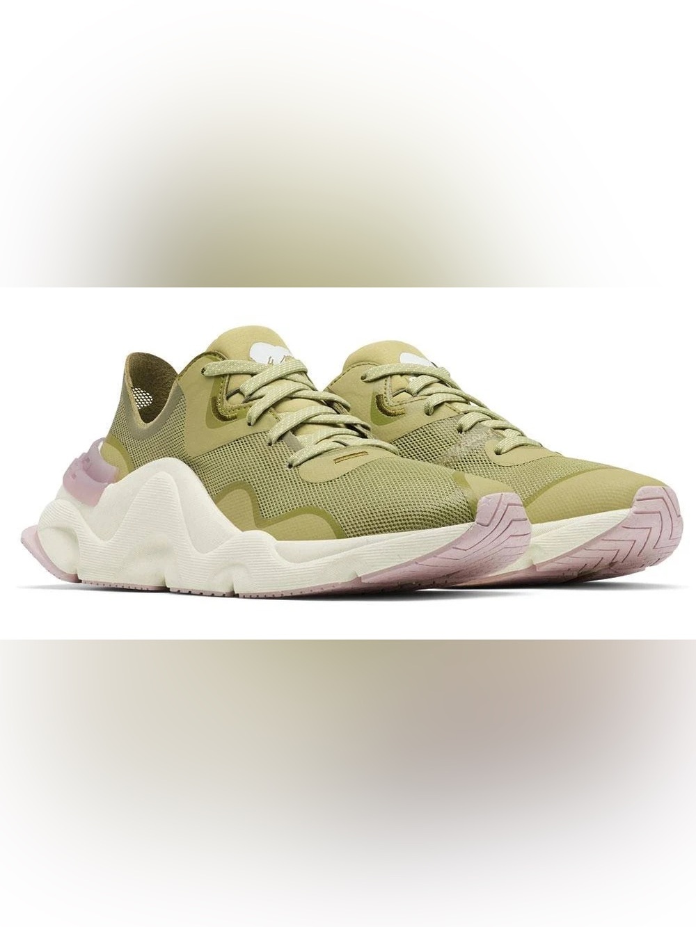 Sorel Women's Olive Green and Pale Pink Athletic Sneakers